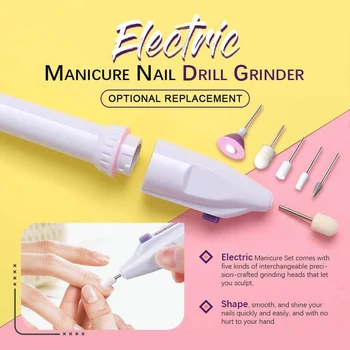 Mill Cutter Nail Art Slibning Fil Gel Polish Remover Bærbare Elektriske Negle Bore Maskine Polske Fil Øvelser Smule Manicure Pen