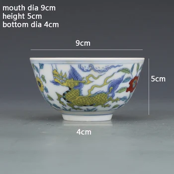 Ming-Dynastiet Chenghua Kop År Mærket Farverige Kylin Unicorn Cup Antik Porcelæn Antik Cup