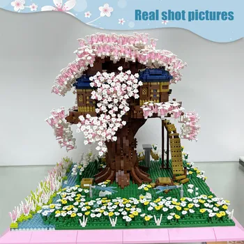 Mini-By Skaberen Cherry Tree Friends House Model byggesten Street View MOC Mursten Pædagogisk Legetøj Til Børn Gaver