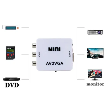 Mini RCA Til VGA Converter AV2VGA Conversor med 3,5 mm Audio RCA-Til VGA Video Converter til PC til TV HD Computeren til TV