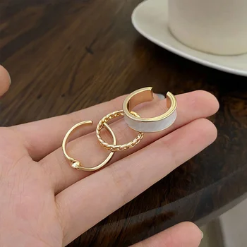 Minimalisme Guld Farve Runde Geometriske Finger Ringe Sæt til Kvinder 2021 Klassiske Cirkel Åben Ring Fælles Ring Kvindelige Smykker