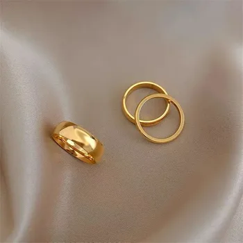 Minimalisme Guld Farve Runde Geometriske Finger Ringe Sæt til Kvinder 2021 Klassiske Cirkel Åben Ring Fælles Ring Kvindelige Smykker