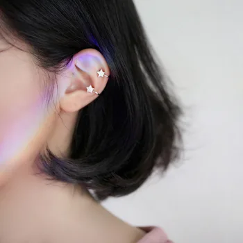 Mode 925 Sterling Sølv Stjernede Perle Ear Cuff Kvinder Klip Øreringe ingen Piercing Earings Smykker Forebygge allergi EH1463