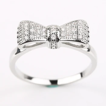 Mode Bue-knude Ring Bryllup Engagement Cubic Zircon Ringe til Kvinder Sølvfarvet Ring Charme Smykker Tilbehør Gave