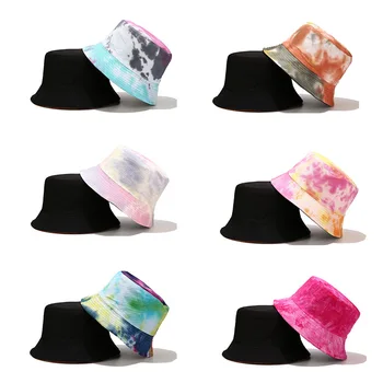 Mode Dobbelt-Sidet Gradient Bucket Hat til Mænd, Kvinder Hip hop Sammenklappelig Fisker Cap Sommeren Solcreme Bomuld Par Flade Hat