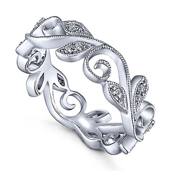 Mode Heldig Blomst Vine Blad Vielsesringe For Kvinder Ladys Rose Guld Sølv Farve Bijoux Anel Femme Engagement Mærke Ring