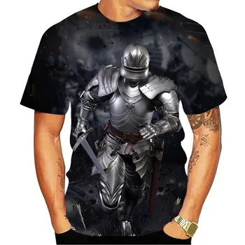Mode Knights Templar 3D-Print Mænd, Kvinder T-Shirt Afslappet Rund Hals, Kort Ærme Hip Hop Harajuku Streetwear T-Shirt, Toppe, t-Shirts