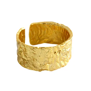 Mode Koreanske 925 Sterling Sølv Ringe For Kvinder, Kvindelige Uregelmæssige Konveks Konkav Geometriske Gylden Open Ring Smykker