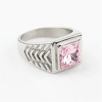 Mode Pink Cubic Zirconia Sølv farve, Mens Kvinders 316L Rustfrit Stål Vielsesring
