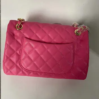 Mode Pink Kvinder Taske Enkelt Skulder Kæde Enkelt Skulder Taske Pack Gitter Kontor Bag Crossbody Taske