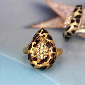 Mode Vintage Cubic Zirconia Ringe til Kvinder Smykker Tilbehør Retro Finger Ring Leopard