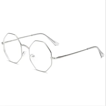 Mode Vintage Retro Metal Frame Klar Linse Briller Nørd Nørd Briller Briller Ottekantede Polygon Overdimensionerede Briller