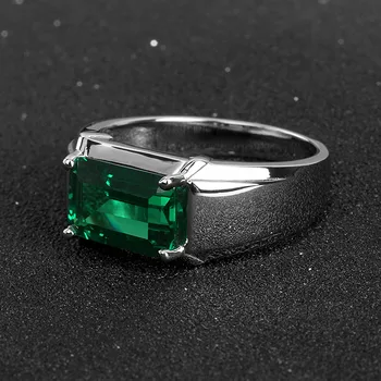 Mode cool grøn krystal smaragd-ædelsten ringe til mænd hvid guld sølv farve smykker bague ring fest tilbehør gaver