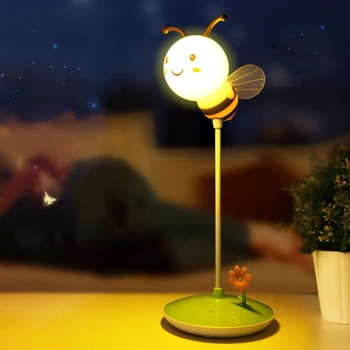 Moderne LED-Tegnefilm Nat Lys Bee Stil USB-Touch Dæmpbar bordlampe Pleje, Baby Seng, Soveværelse Lys Dekoration De Maison