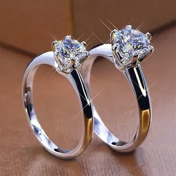 Moissanite Ring 925 Sterling Sølv Passere Diamant Test Fremragende Skære 1 ct D Farve forlovelsesringe Luksus Kvinder Smykker