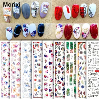 Morixi nail art mærkat stor størrelse foråret blomster, rose, fjer brev iamge for DIY manicure, udsmykning nail decals WG085