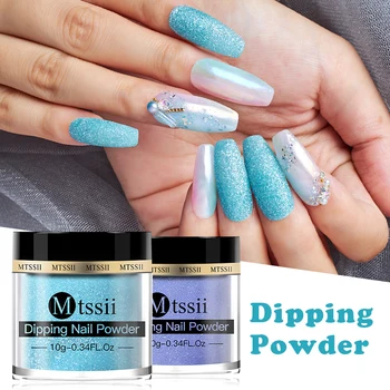 Mtssii Lyse platinum 10g Negle Dip-Powder Nail Art Polish Holografiske Glitter Gradient Skinnende Krom Pigment Dyppe Pulver