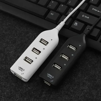 Multi USB-Splitter 4 Port Expander Flere USB Power Adapter USB2.0 Hub For PC, Tablet, Bærbar computer, Mobiltelefon