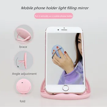 Multi-funktion bærbare USB-finger ring-knappen lys i makeup-spejl supplement holdeskålen makeup-Spejl