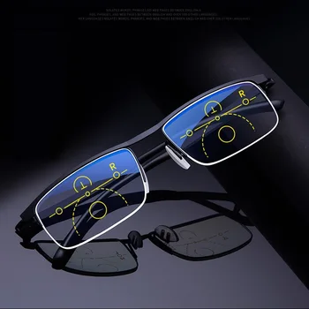 Multifokal Progressive Briller til Læsning Mænd Kvinder Anti Blå UV-Beskyttelse Presbyopic Briller Halv Frame Automatisk Justering Briller
