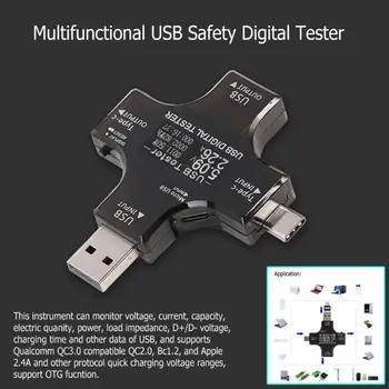 Multifunktions-4-i-1-Type-C PD USB-Tester DC Digital Voltmeter Amperemeter Spænding Strøm Detektor Power Bank Oplader Indikator