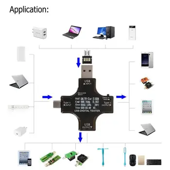 Multifunktions-4-i-1-Type-C PD USB-Tester DC Digital Voltmeter Amperemeter Spænding Strøm Detektor Power Bank Oplader Indikator