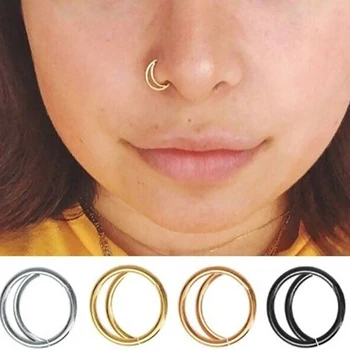 Månen Form næseklemme Hoop Øreringe Ringe 1PC Sexet Body Piercing Smykker Farverig Mode til Alle-match Kvinder Mænd Næse Ring