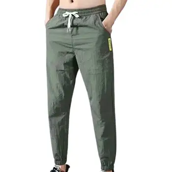 Mænd, Bukser til Sommer Løse Bukser Solid farve Snøre Ankle Bundet Lommer i Bukser, Sport Snor Streetwear Bukser