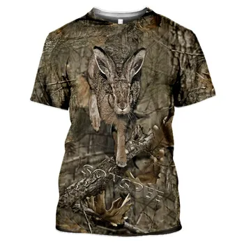 Mænd er Kvinder er 3D Kort Ærme T-Shirt Alternativ Streetwear Camouflage Vildt Dyr Kanin Vildsvin Sommer Mode Sport Top
