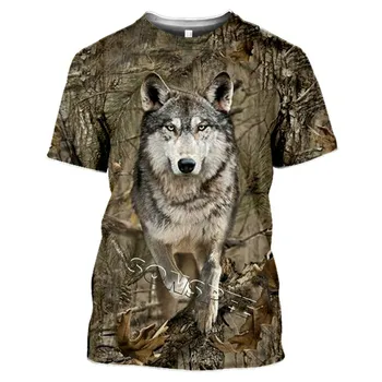 Mænd er Kvinder er 3D Kort Ærme T-Shirt Alternativ Streetwear Camouflage Vildt Dyr Kanin Vildsvin Sommer Mode Sport Top
