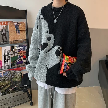 Mænd ' s Hip-hop Streetwear Harajuku Sweater Besætning Hals Retro Japansk Anime Bære Sweater Par Strik 2020 Efterår/vinter Varm Pullover
