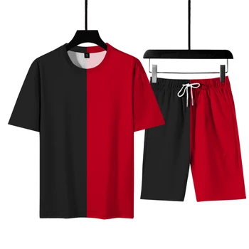 Mænds afslappet sports-kort-langærmet T-shirt, der passer sommeren nye style unge mænds mode koreanske rund hals todelt dragt