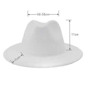 NYE Filt Hat Mænd Hvid Blå Fedora Hatte Kvinder Vintage Trilby Caps Uld Wide Brim Varm Jazz Hat Panaman Engros