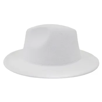 NYE Filt Hat Mænd Hvid Blå Fedora Hatte Kvinder Vintage Trilby Caps Uld Wide Brim Varm Jazz Hat Panaman Engros
