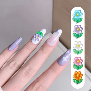 Nail Art Skinnende Krystal Blomst 3D-Candy Farve Søm Smykker Søm Ornament Japanese Flower Nail Art Negle Dekoration