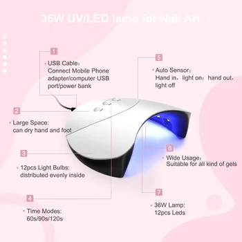 Nail Sæt 36W UV-LED-Lampe Tørretumbler Med Neglen Gel Polish Kit Soak Off Gel Manicure Sæt Elektrisk Negle Bore For Nail Art Værktøj Sæt