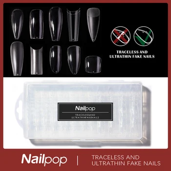 Nailpop Tryk på Negle Kisten Falske Negle Designs Traceless og Ultra-Tynde Falske Akryl Nail Stiletto Negle Display Sæt