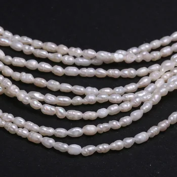 Naturlige Perle Løse Perler Ris Form Cultured Ferskvands-Hvid Perle med Perler Charms og vedhæng til smykkefremstilling Halskæde Armbånd 2-3mm
