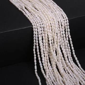 Naturlige Perle Løse Perler Ris Form Cultured Ferskvands-Hvid Perle med Perler Charms og vedhæng til smykkefremstilling Halskæde Armbånd 2-3mm