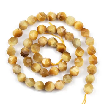 Naturlige Sten, Perler, Guld Tiger øje Sten Facetteret løse perler til Smykker at Gøre DIY Armbånd Tilbehør 15