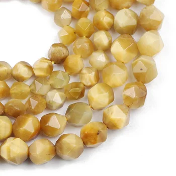 Naturlige Sten, Perler, Guld Tiger øje Sten Facetteret løse perler til Smykker at Gøre DIY Armbånd Tilbehør 15