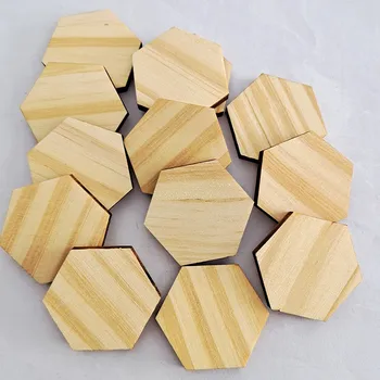 Naturlige tom wood chips håndlavet diy håndværk hjem dekoration femtakket stjerne/trekant/firkant/sekskant stil træ chips