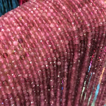 Natursten Pink Turmalin Facetslebet Runde Løst isolation Perler Til Smykker at Gøre DIY-Halskæde og Armbånd Tilbehør