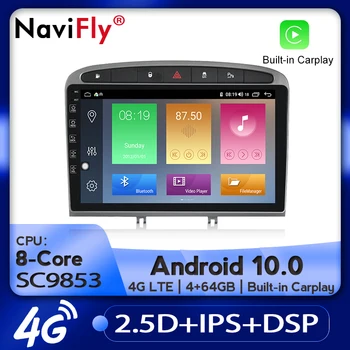 NaviFly Android 10.0 IPS-Skærm BIL Radio GPS Til PEUGEOT 308 OG 408 308W Audio-Afspiller, Navigation, Stereo Mms-hovedenheden