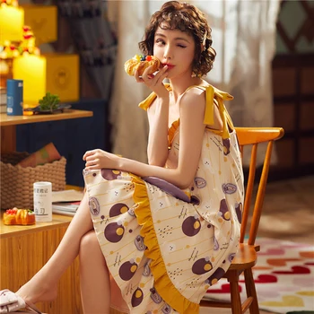 Nightgowns Kvinder Nattøj Om Sommeren Casual Alle Match Koreansk Stil Løs Firkantet Krave Kvindelige Hyggelig Mujer De Moda Ærmeløs Dagligt