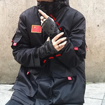 Ninja Harajuku Rippet Unisex Handske Kvinde Mand Brudt Fingerløse Cool Split Tynde Handsker Hip-hop Rock Black Streetwear