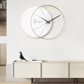 Nordic Large Wall Clock Moderne Design Træ Luksuriøse, Moderne Metal Væg Ure, Home Decor Kreative Stille Stue Dekoration