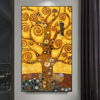Nordisk Kunst Maleri Klimt-Livets Træ Formue Træ, Lærred Maleri Plakater og Prints Hjem Stue Dekoration