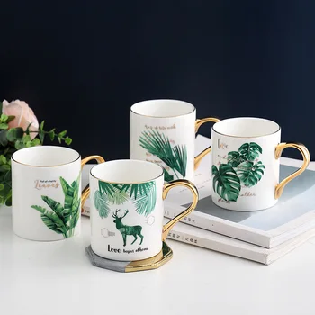 Nordisk Stil Kaffebæger Tropiske Plante Keramisk Kop Blomst Te Mælk, Vand, Krus Drinkware