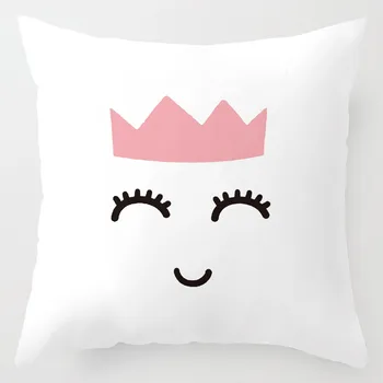 Nordiske Børn Pudebetræk Pink Crown Eyelash Pudebetræk Tegnefilm Smil Sove Søde Søde Lyserøde Pudebetræk Til Hjemmet Indretning